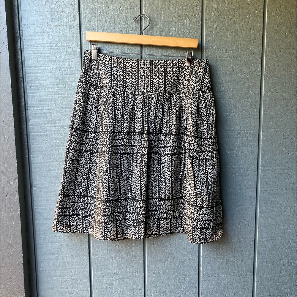 Banana Republic Silk Cotton Leaf Pattern A-Line Skirt